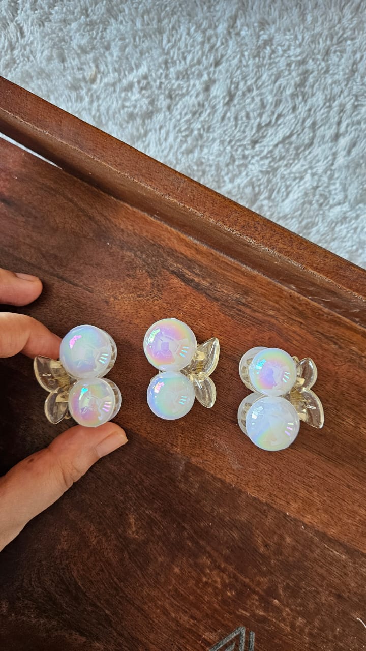 Premium pearl effect hair clutch pack of 3