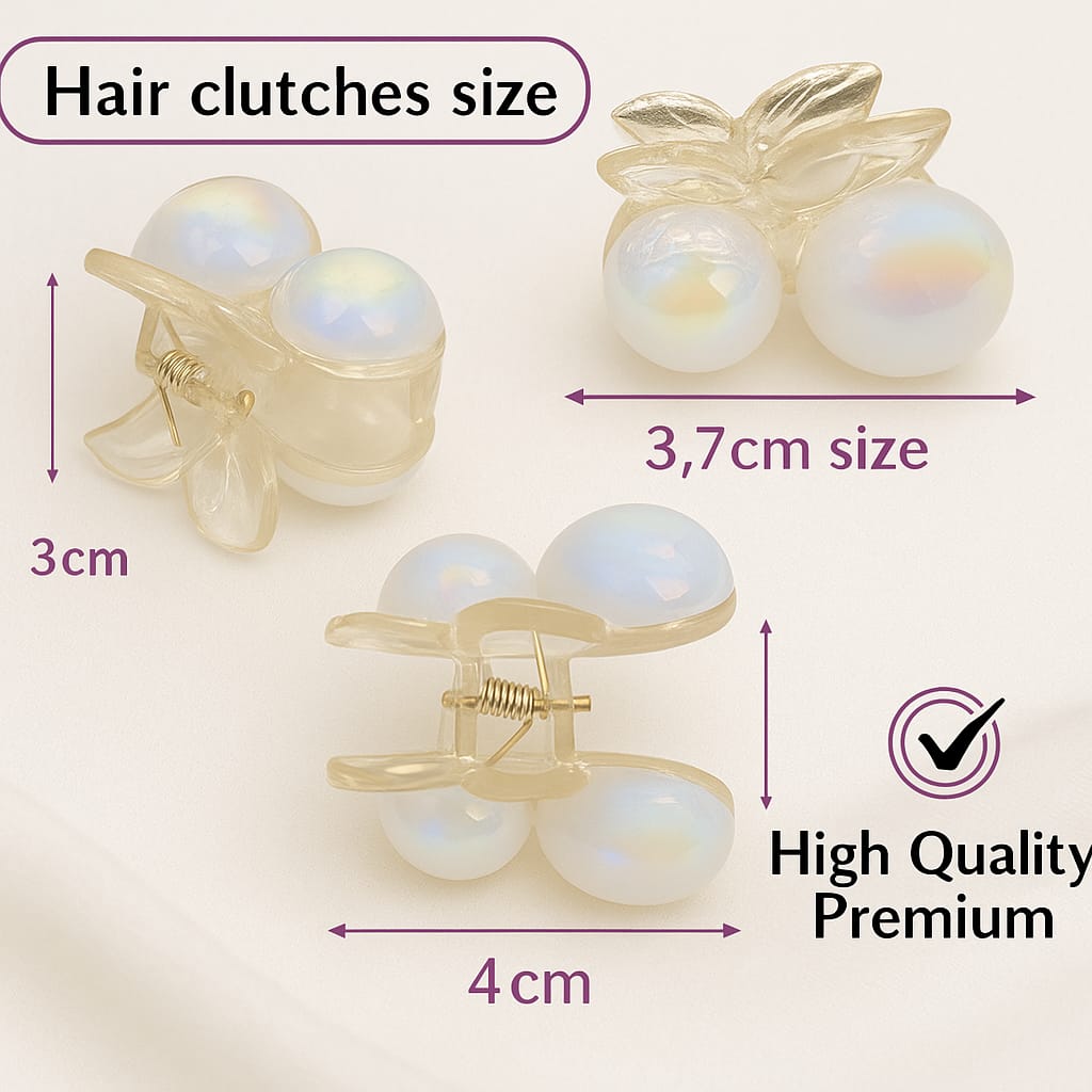 Premium pearl effect hair clutch pack of 3