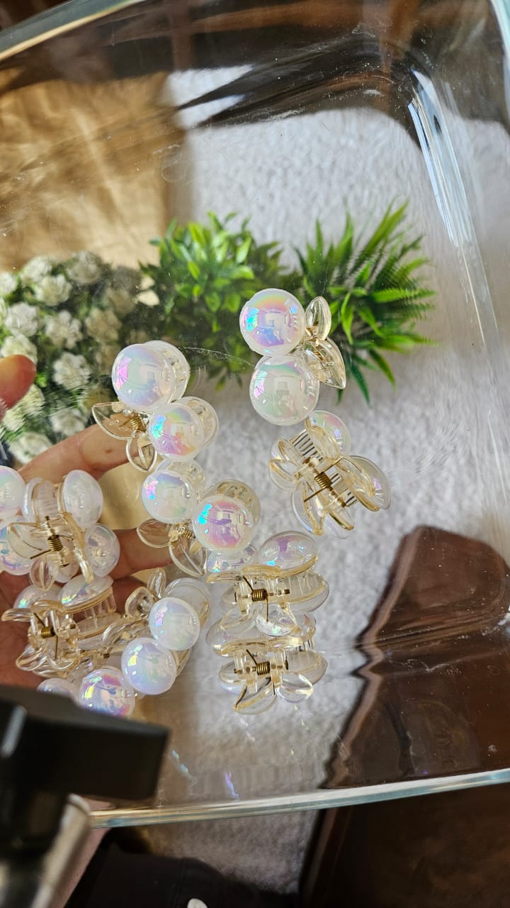 Premium pearl effect hair clutch pack of 3