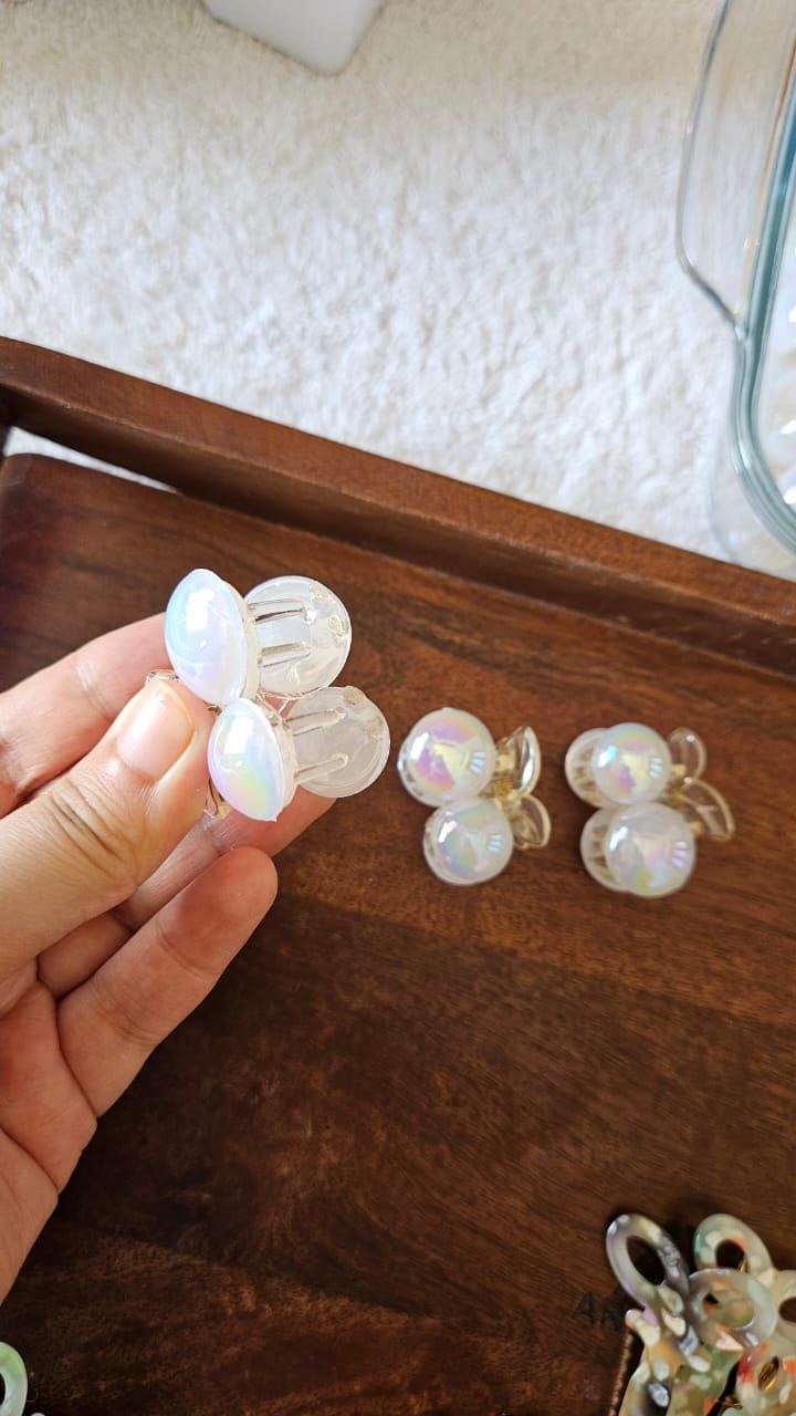 Premium pearl effect hair clutch pack of 3