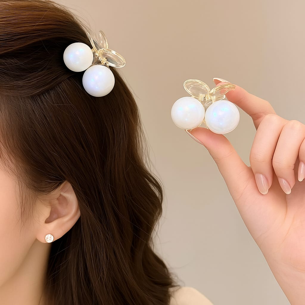Premium pearl effect hair clutch pack of 3