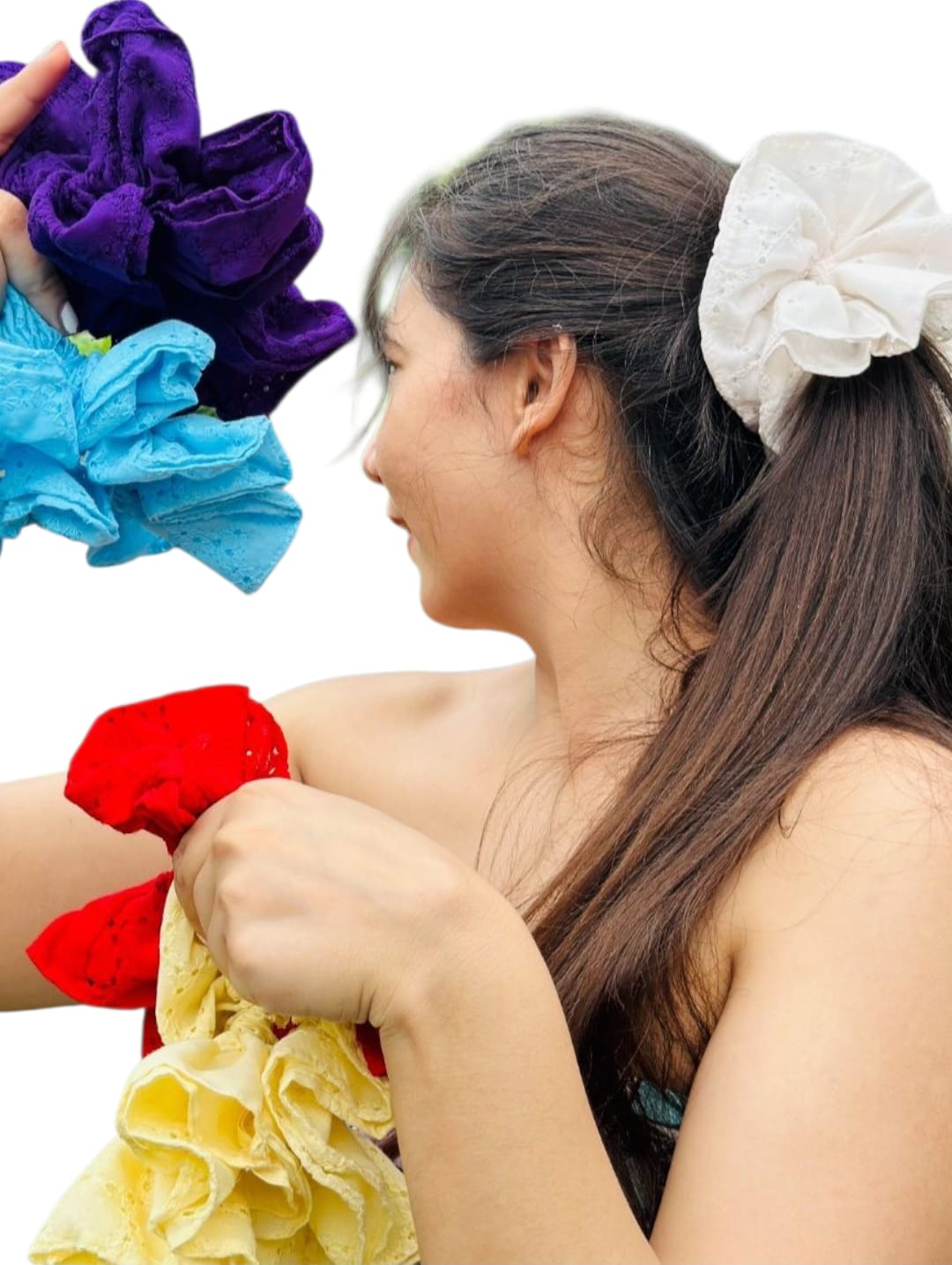 Oversized Hair scrunchies  Set of 5