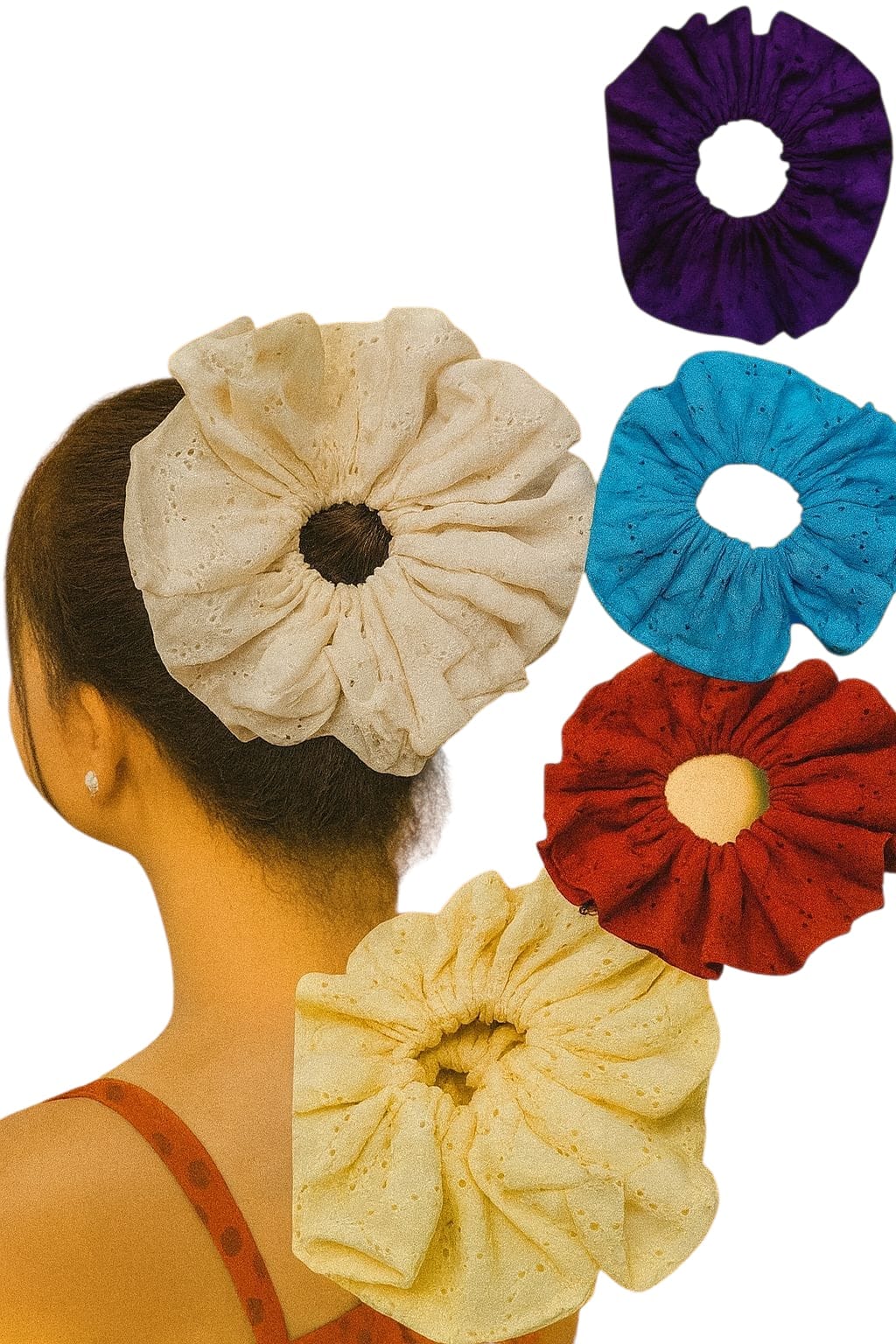 Oversized Hair scrunchies  Set of 5