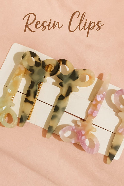 Resin Scissor Shaped Hair Clips pack of 3