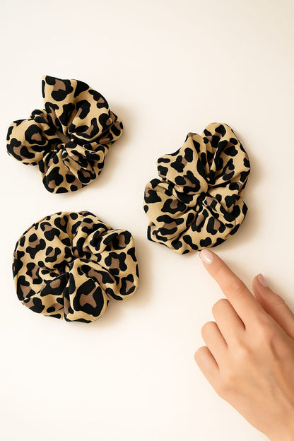Leopard Print hair scrunchies set pack of 3