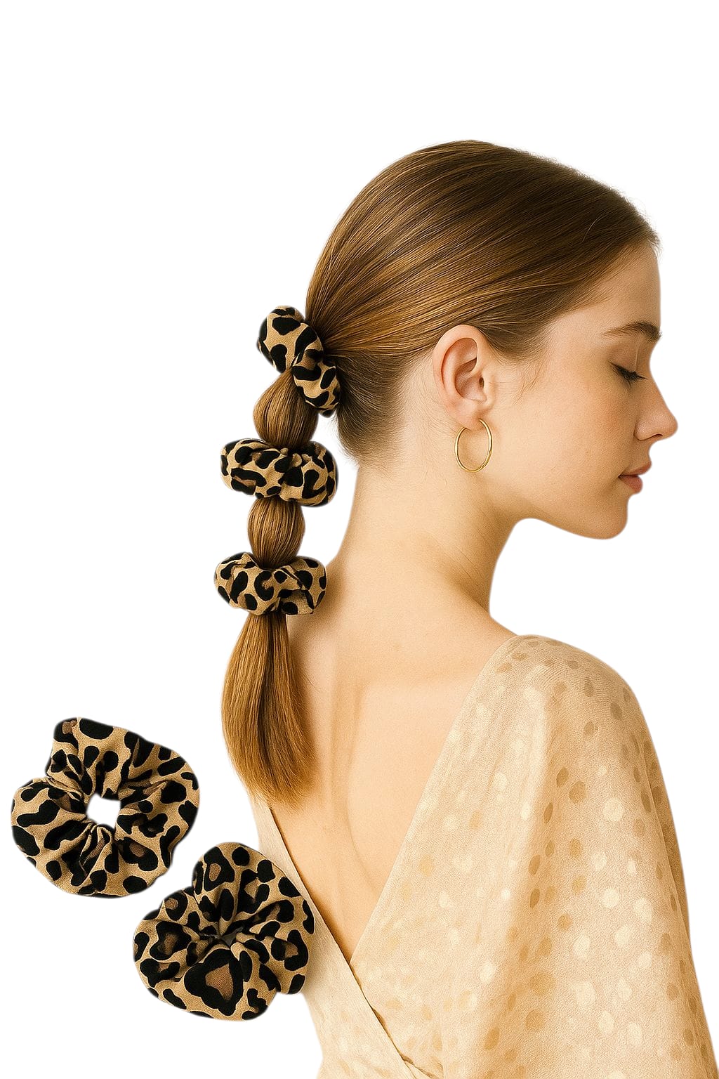 Leopard Print hair scrunchies set pack of 3