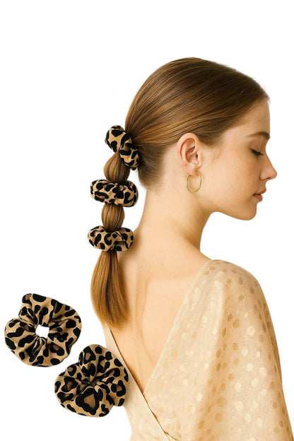 Leopard Print hair scrunchies set pack of 3