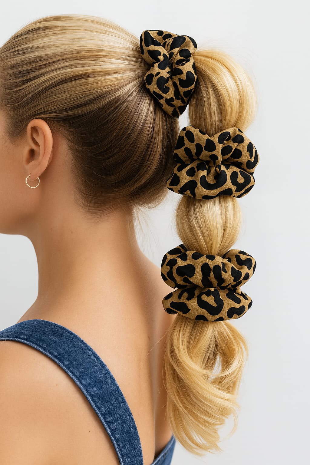 Leopard Print hair scrunchies set pack of 3