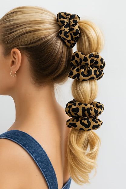 Leopard Print hair scrunchies set pack of 3