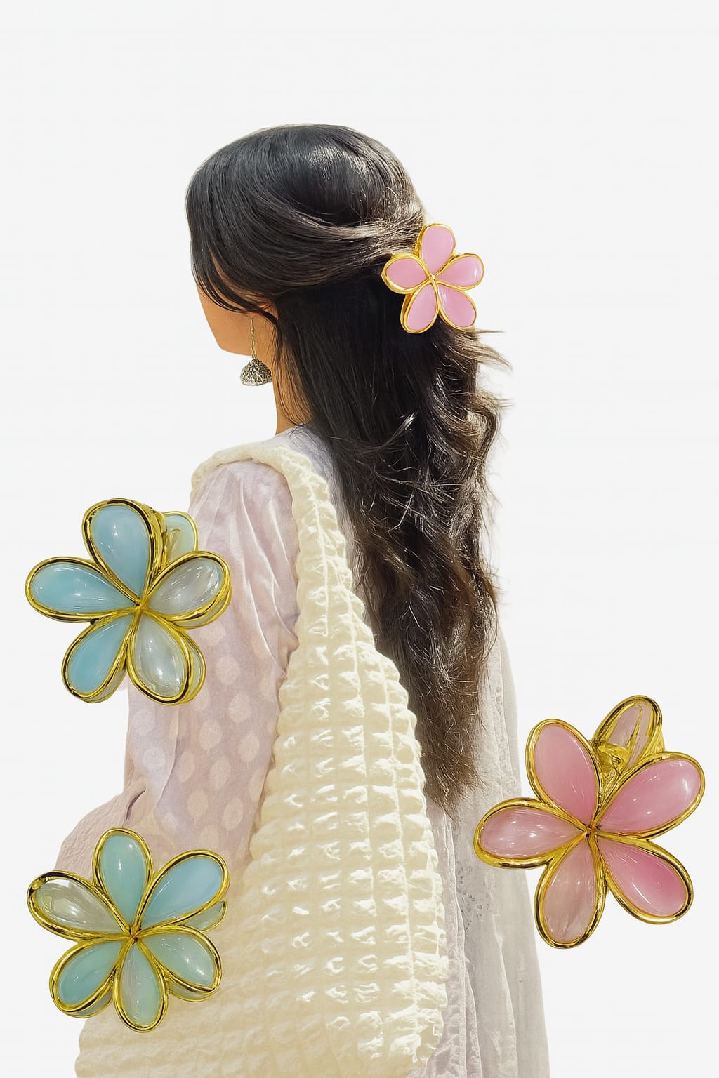 Big Size Flower Shape Hair Claws Set of 2