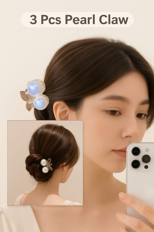 Premium pearl effect hair clutch pack of 3