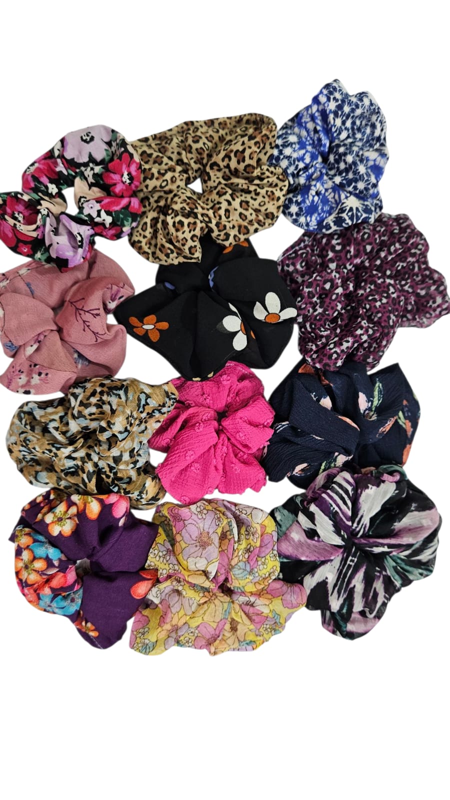 Scrunchies set 12 piece  Floral and leopard print  Multi colour