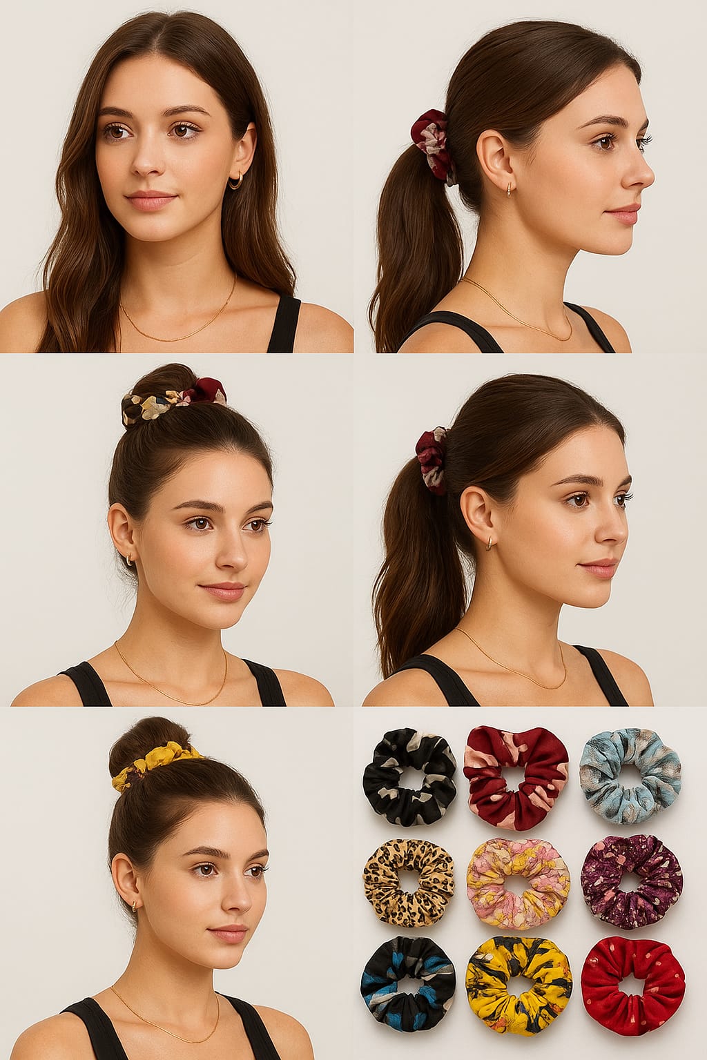 Scrunchies set 12 piece  Floral and leopard print  Multi colour