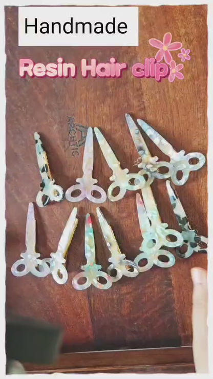 Resin Scissor Shaped Hair Clips pack of 3